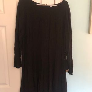 Simple long sleeve black dress